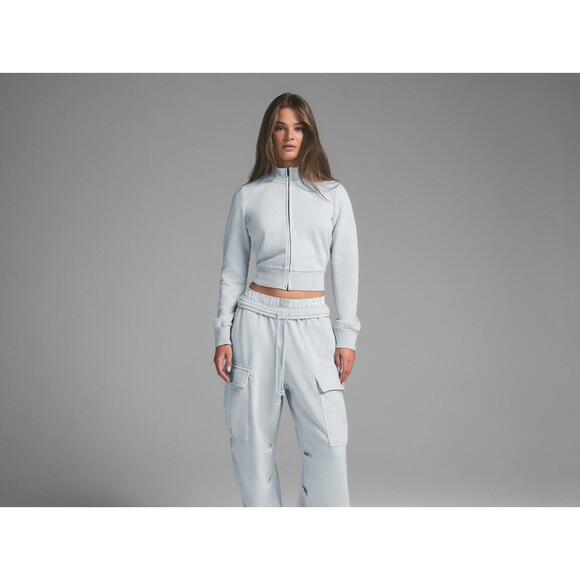 Skims Boyfriend Fleece Track Jacket in Zen Blue, Small - Picture 1 of 8